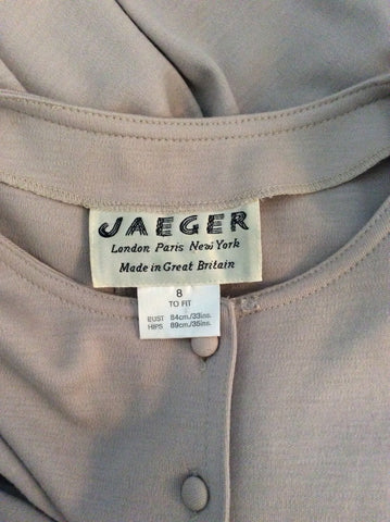 Vintage Jaeger Beige Wool Long Sleeve Dress Size 8 - Whispers Dress Agency - Sold - 4