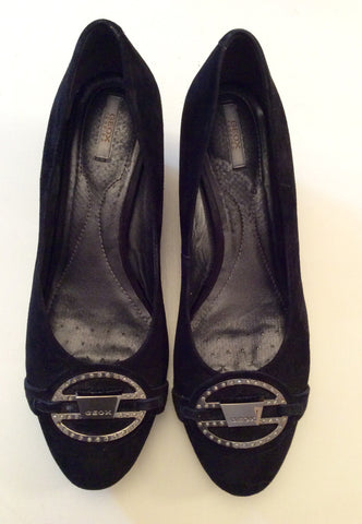 Geox Respira Black Suede Wedge Heels Size 6.5/39.5 - Whispers Dress Agency - Sold - 2
