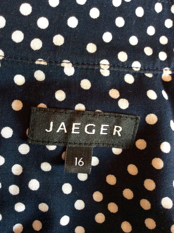 Jaeger Navy Blue & White Spot Top & Trousers Suit Size 16 - Whispers Dress Agency - Womens Suits & Tailoring - 6