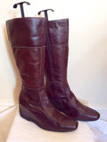 Brand New Xpress Brown Leather Wedge Heel Boots Size 8/42 - Whispers Dress Agency - Sold - 2