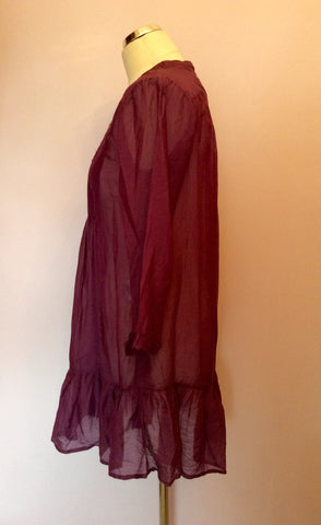 DAY BY BIRGER ET MIKKELSEN PURPLE COTTON & SILK SMOCK TUNIC TOP SIZE 34 UK XS - Whispers Dress Agency - Womens Tops - 3