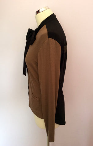 Isabel De Pedro Black & Brown Pussy Bow Blouse / Top Size 14 - Whispers Dress Agency - Womens Shirts & Blouses - 2