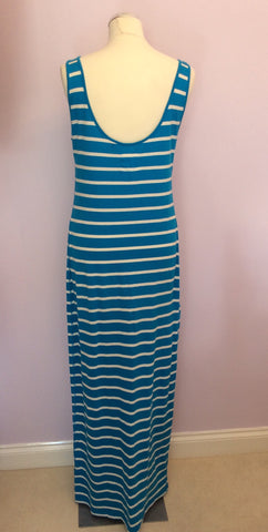 Jack Wills Turquoise & White Stripe Stretch Jersey Dress Size 12 - Whispers Dress Agency - Sold - 3
