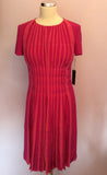 Brand New Marccain Pink & Coral Pleated Dress Size N3 UK 10/12 - Whispers Dress Agency - Womens Dresses - 1