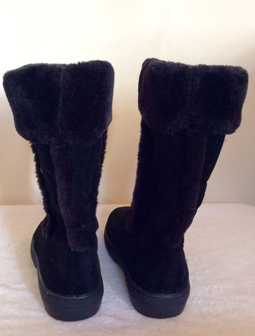 Brand New Dash Black Faux Suede Fur Trim Boots Size 6/39 - Whispers Dress Agency - Sold - 3