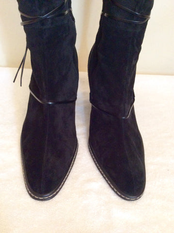 Shoe Co Black Suede Tie Detail Trim Size 6/39 - Whispers Dress Agency - Womens Boots - 4