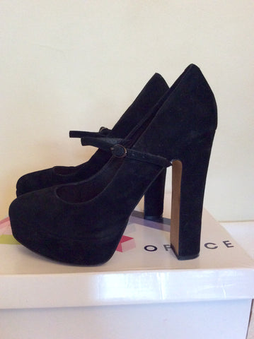 Office Black Suede Mary Jane Platform Heels Size 7/40 - Whispers Dress Agency - Womens Heels - 4