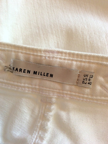 KAREN MILLEN WHITE CROP JEANS SIZE 12 - Whispers Dress Agency - Womens Jeans - 3