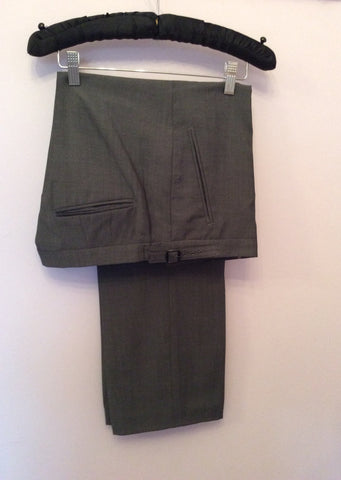 Ted Baker Grey Wool Flat Front Trousers Size 34/28 - Whispers Dress Agency - Mens Trousers - 1