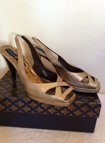 Patrick Cox Macy Old Flair Gold Leather Slingback Heels Size 7/40 - Whispers Dress Agency - Womens Heels - 2