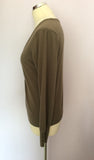 BETTY BARCLAY KHAKI GREEN V NECK CARDIGAN SIZE S - Whispers Dress Agency - Womens Knitwear - 2