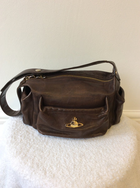 VIVIENNE WESTWOOD BROWN LEATHER SHOULDER BAG - Whispers Dress Agency - Shoulder Bags - 1