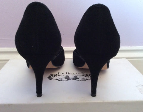 LK Bennett Black Suede 'Sawa' Peeptoe Heels Size 4/37 - Whispers Dress Agency - Womens Heels - 4