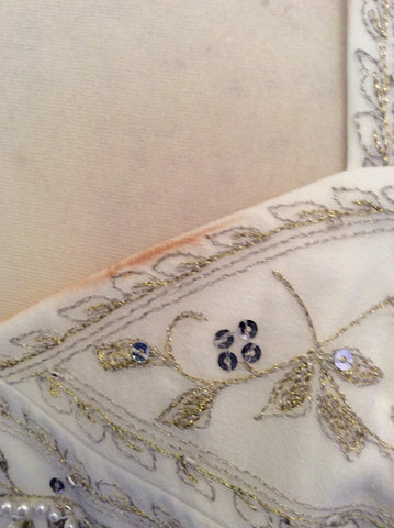 Monsoon Ivory Beading & Embroidered Halterneck Silk Wedding Dress Size 14 - Whispers Dress Agency - Womens Dresses - 3