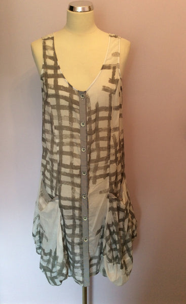 Crea Concept Grey & White Print Cotton Dress Size 42 UK 14 - Whispers Dress Agency - Sold - 1