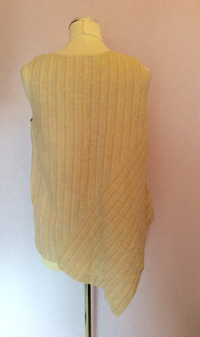 Oska Beige Striped Linen Asymmetric Top & Crop Trouser Set Size III UK 14 - Whispers Dress Agency - Sold - 3