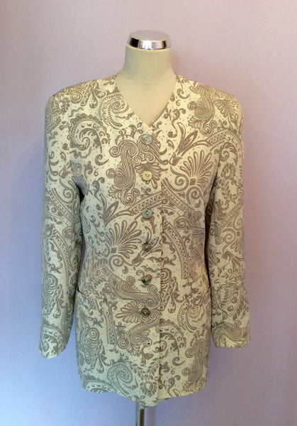 Alexon Beige & Ivory Print Occasion Jacket Size 10 - Whispers Dress Agency - Womens Suits & Tailoring - 1