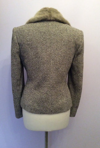 Kaliko Beige Fleck Faux Fur Trim Jacket & Long Skirt Suit Size 10 - Whispers Dress Agency - Sold - 4