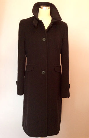 Armani Jeans Black Wool Blend Coat Size 14 - Whispers Dress Agency - Sold - 3