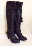 Kurt Geiger Black Leather Knee High Boots Size 3.5/36 - Whispers Dress Agency - Womens Boots - 1