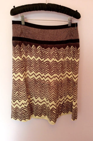 Ted Baker Cream & Brown Print Silk Top & Skirt Size 3 UK 12 - Whispers Dress Agency - Sold - 4
