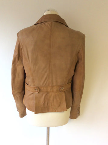 DUMANNI TAN SOFT LEATHER JACKET SIZE XL - Whispers Dress Agency - Womens Coats & Jackets - 5