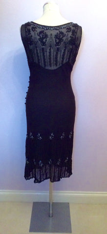 Laura Ashley Black Beaded & Sequinned Silk Cocktail Dress Size 8/10 - Whispers Dress Agency - Womens Dresses - 4