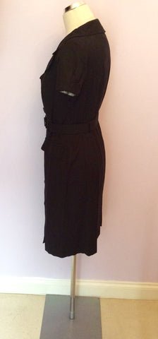 MINUET BLACK DOUBLE BREASTED BUTTON FRONT BELTED DRESS SIZE 12 - Whispers Dress Agency - Womens Dresses - 3