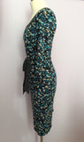 Phase Eight Black & Blue Floral Print Tie Waist Dress Size 10 - Whispers Dress Agency - Sold - 2