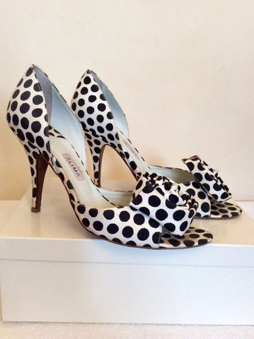 Alima Black & White Spot Canvas Peeptoe Heels Size 7/40 - Whispers Dress Agency - Womens Heels - 3