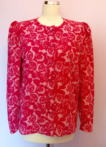 Vintage Jaeger Pink Floral Print Blouse Size 34" Approx 10/12 - Whispers Dress Agency - Sold - 1
