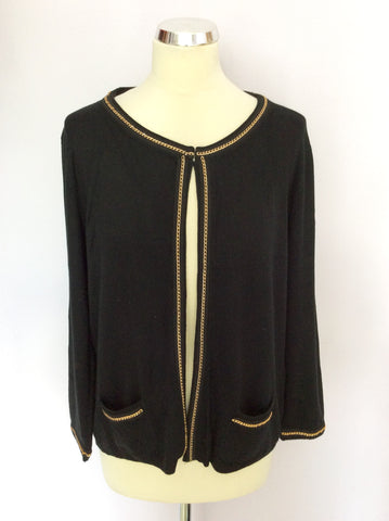 CESAR AMADEUS BLACK & GOLD CHAIN TRIM CARDIGAN SIZE XL - Whispers Dress Agency - Womens Knitwear - 1