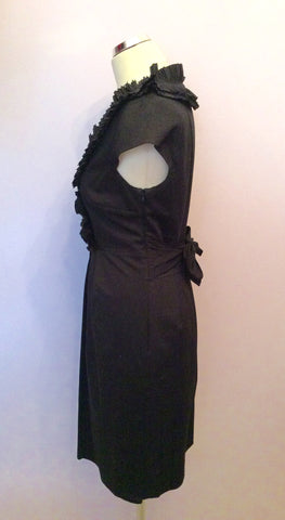 Coast Black Frill Neckline Pencil Dress Size 12 - Whispers Dress Agency - Womens Dresses - 3