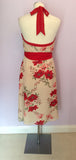 Coast Cream, Red & Green Floral Print Silk Halterneck Dress Size 12 - Whispers Dress Agency - Womens Dresses - 3