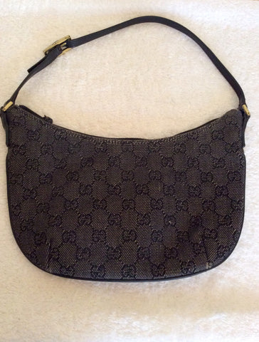 Gucci Dark Grey & Black Monogram Canvas & Leather Bag - Whispers Dress Agency - Sold - 2