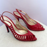Sergio Rossi Red Patent Leather Slingback Heels Size 6/40 - Whispers Dress Agency - Womens Heels - 2