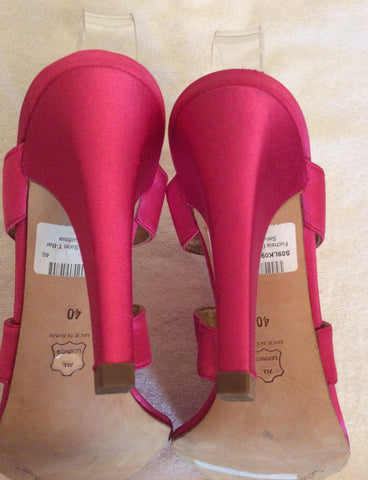 Brand New LK Bennett Fuchsia Pink Satin Jewelled Heel Mules Size 7/40 - Whispers Dress Agency - Sold - 4