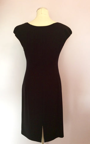 LK Bennett Black Tina Pleated Crepe Pencil Dress Size 14 - Whispers Dress Agency - Sold - 4