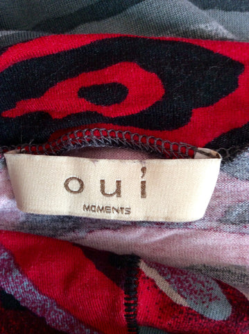 Oui Moment Red, Grey & Black Print Long Sleeve Top Size 12 - Whispers Dress Agency - Sold - 3
