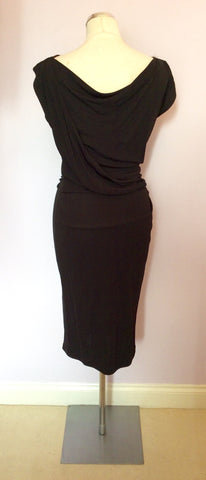 LK Bennett Black Tann Drape Dress Size 12 - Whispers Dress Agency - Sold - 2