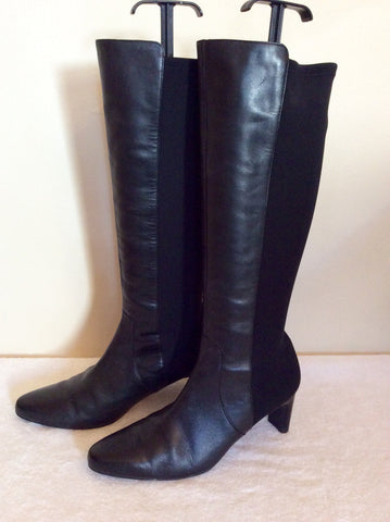Smart Black Leather & Stretch Fabric Boots Size 5.5/38.5 - Whispers Dress Agency - Sold - 2