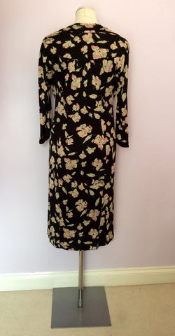 Ghost Black & Pink Floral Print Silk Dress Size 12 - Whispers Dress Agency - Womens Dresses - 4