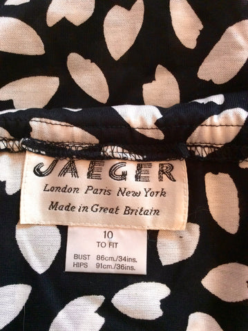 Vintage Jaeger Black & White Print Wide Neck Dress Size 10 - Whispers Dress Agency - Sold - 5
