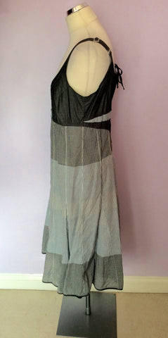Marc Aurel Grey & Black Gingham Check & Stripe Cotton Dress Size 40 UK 12 - Whispers Dress Agency - Womens Dresses - 2