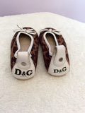 Dolce & Gabbana Junior Brown Canvas Leopard Print Pumps Size 8.5/ 26 - Whispers Dress Agency - Girls Footwear - 2