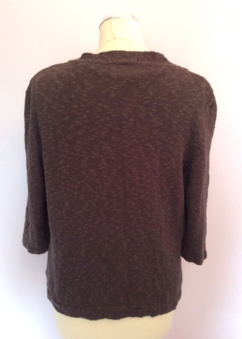 Minuet Brown Linen & Cotton Blend Knit Top & Cardigan Size 14 - Whispers Dress Agency - Womens Knitwear - 2