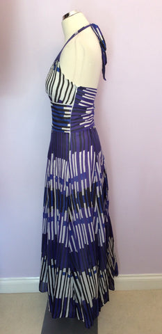 Monsoon Purple, White & Blue Print Maxi Dress Size 8 - Whispers Dress Agency - Womens Dresses - 2