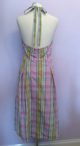 Joules Pink & Green Check Cotton Halterneck Dress Size 14 - Whispers Dress Agency - Womens Dresses - 3