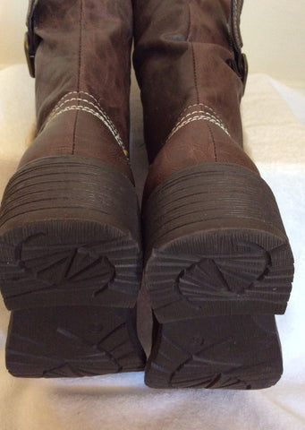 Brand New Cats Eyes Dark Brown Buckle Trim Boots Size 6/39 - Whispers Dress Agency - Womens Boots - 4