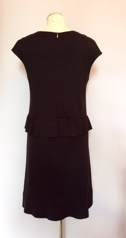 Joseph Black Wool Peplum Waist Dress Size 38 UK 10 - Whispers Dress Agency - Sold - 3
